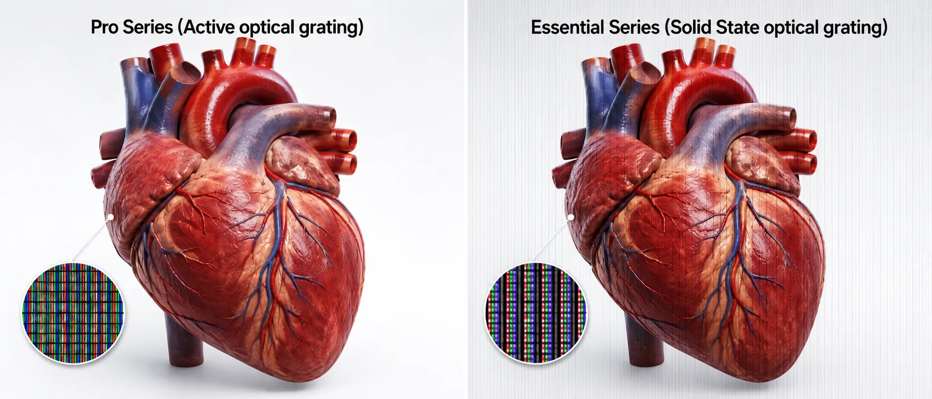 2D image quality comparison between Pro Series and Essential Series Spatial Display products