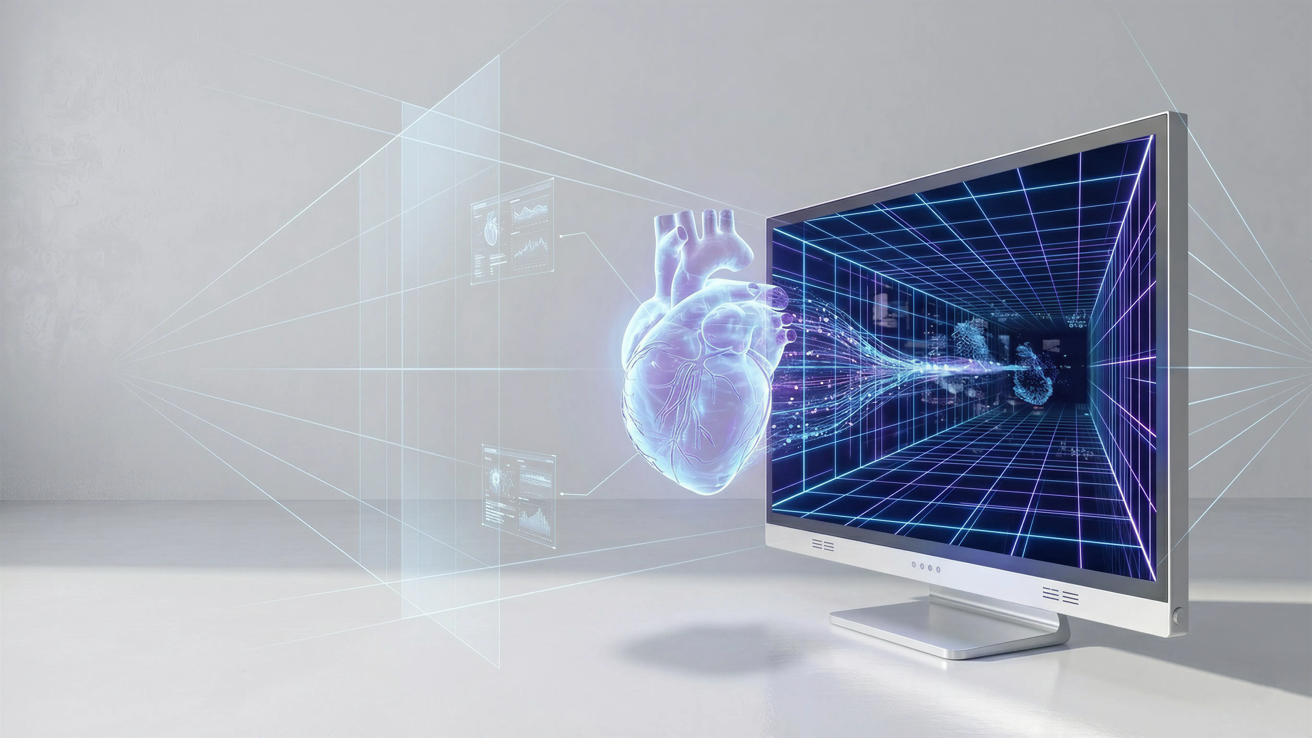 Anatomical model displayed in true 3D, used to explain how real glasses-free 3D preserves depth and structure.