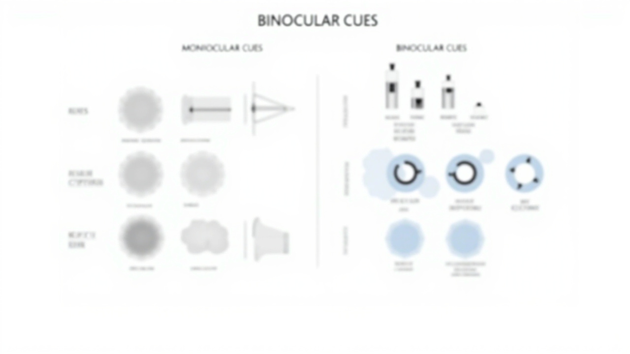 Side-by-side comparison of monocular depth cues and binocular depth cues that make up human 3D vision