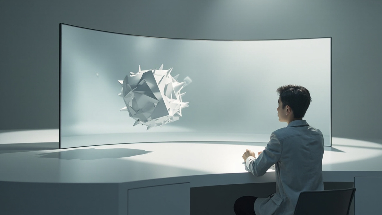 Conceptual diagram of a viewer looking at a glasses-free 3D display and perceiving depth without a headset
