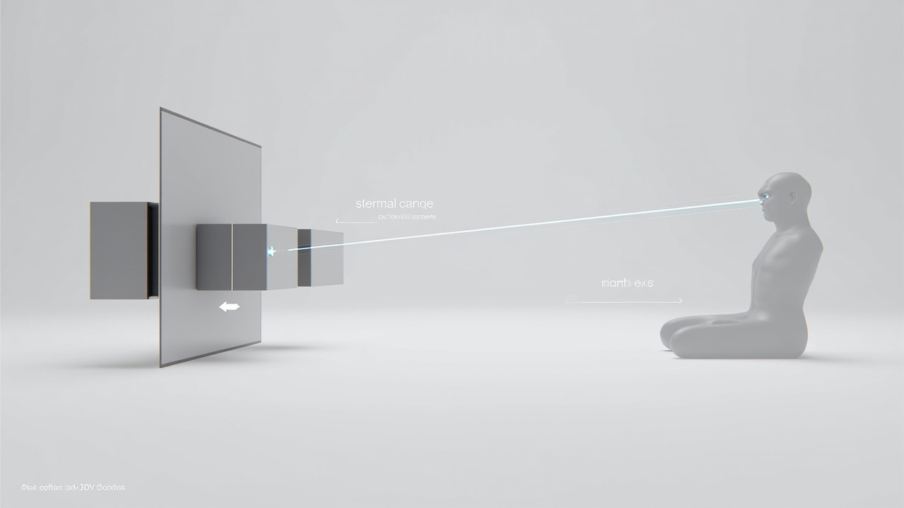 Diagram of a stereo source feeding a 3DV Spatial Display, with separate left-eye and right-eye view paths leading to a single viewer for glasses-free 3D perception.