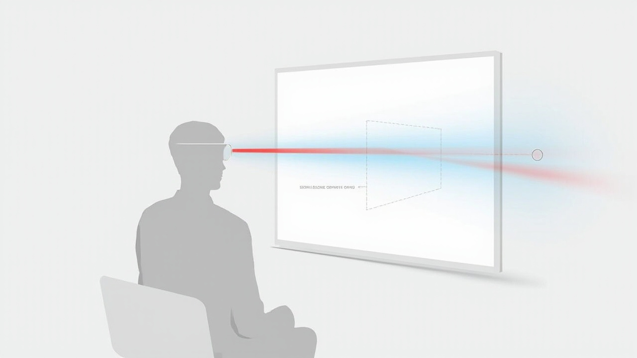 Diagram explaining how a glasses-free 3D display delivers separate views to each eye