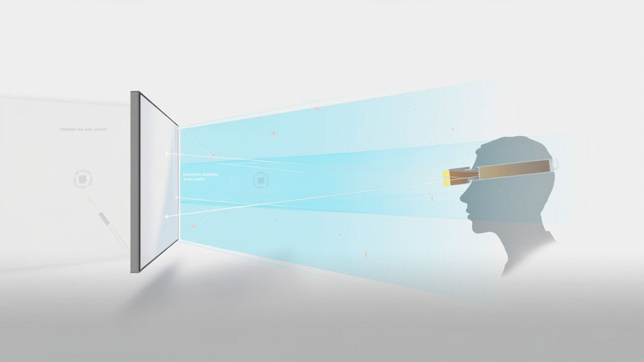 Diagram-style comparison of left-eye and right-eye view delivery on an autostereoscopic display versus a head-mounted stereoscopic display.