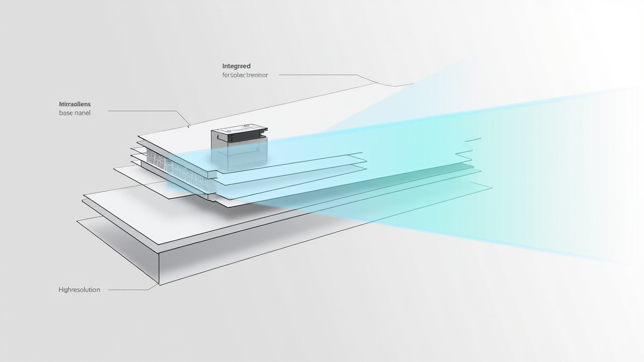 Diagram-style illustration of how an autostereoscopic signage display directs separate left-eye and right-eye views to a viewer.