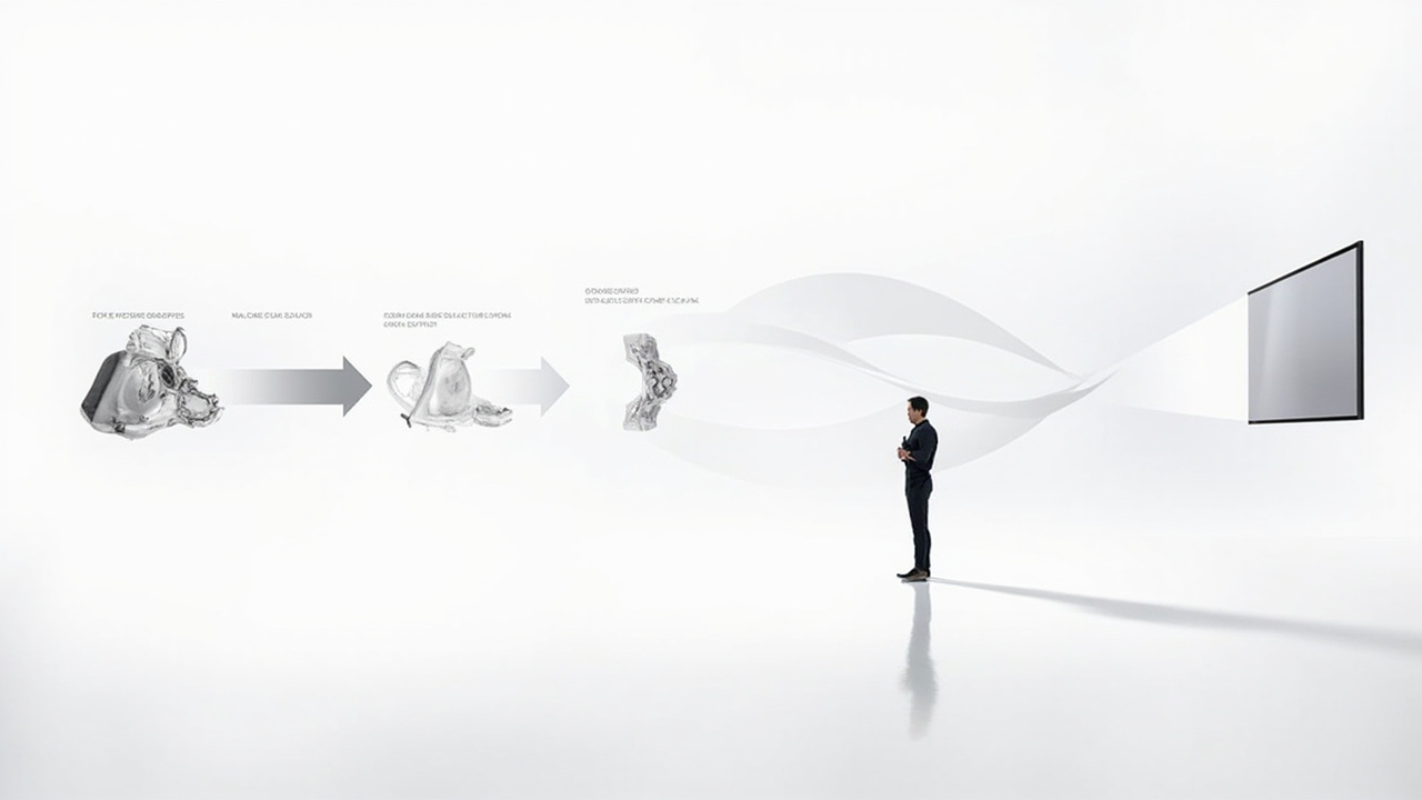 Workflow diagram of a spatial signage content pipeline from 3D source assets to a deployed glasses-free 3D signage display.