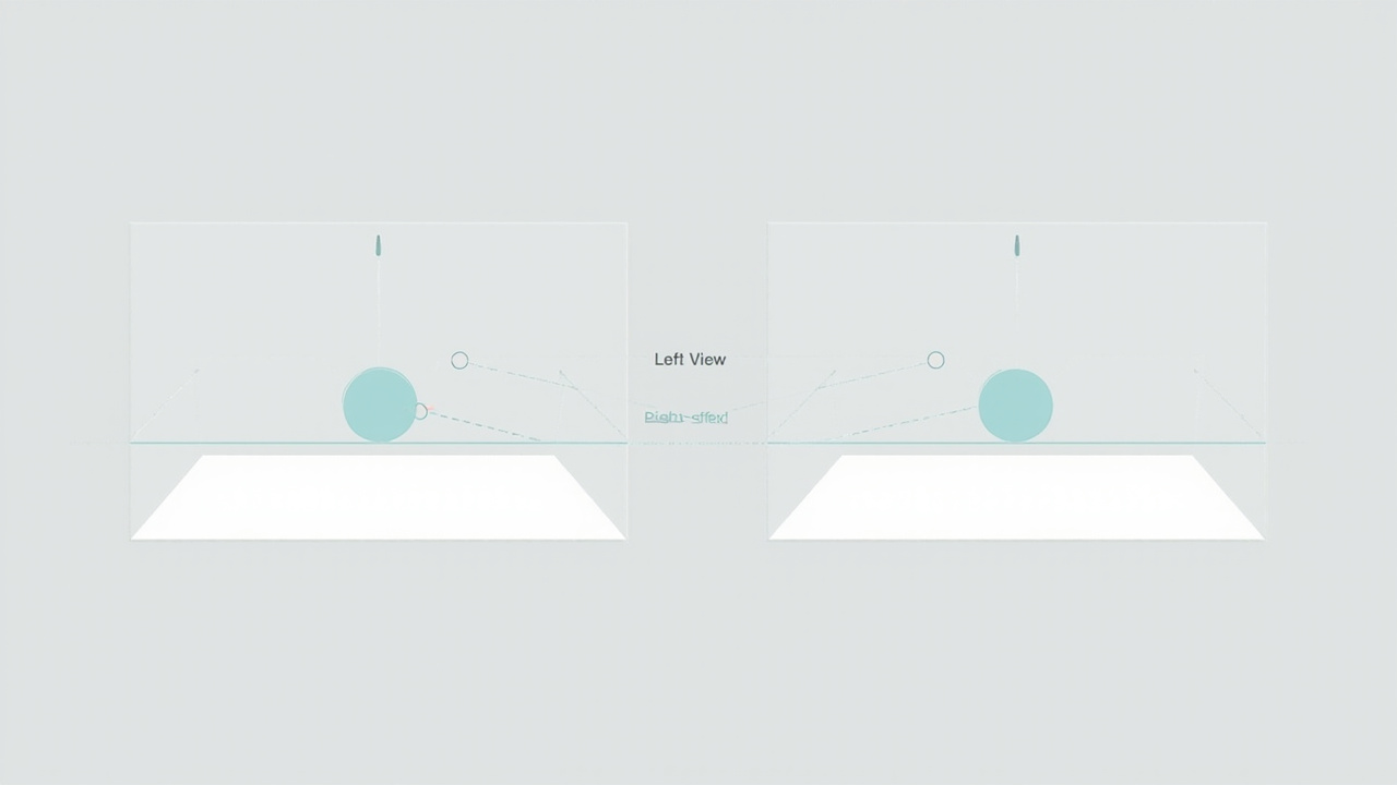 Diagram of a stereoscopic image pair showing left view, right view, and the horizontal offset between corresponding points
