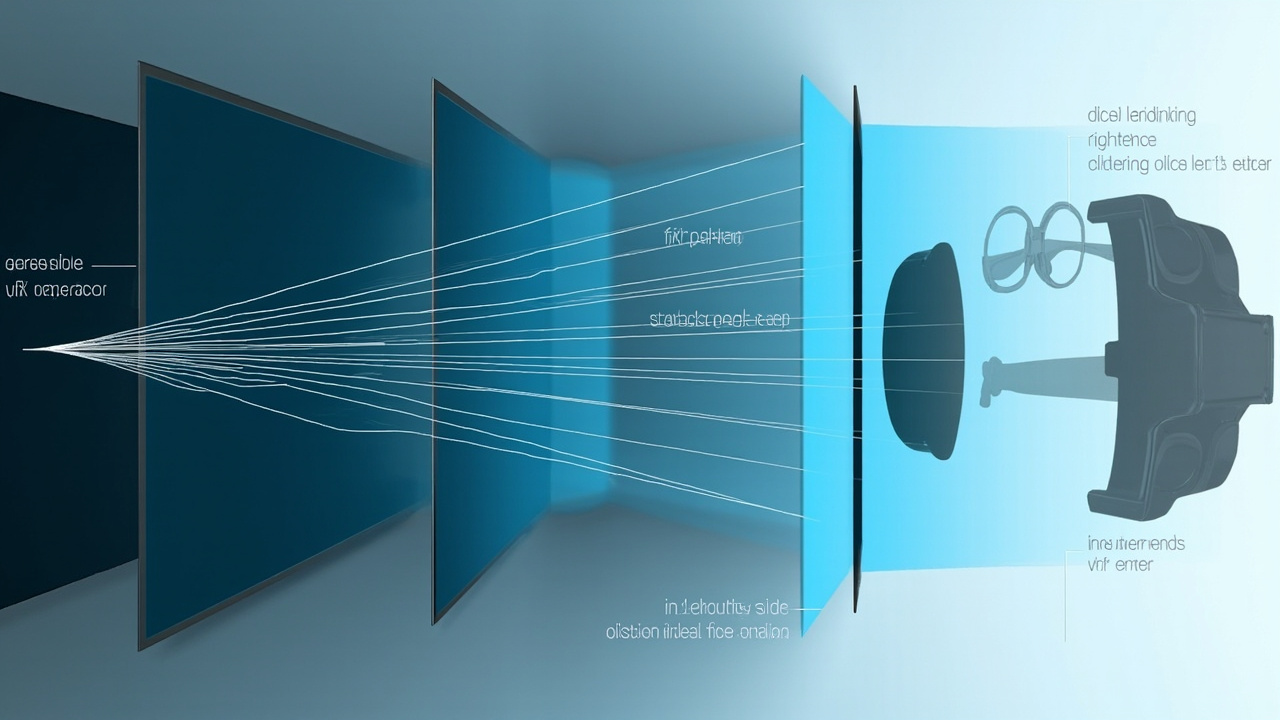 Diagram comparing glasses-free 3D, stereoscopic 3D, and VR headset approaches on a shared visual axis.
