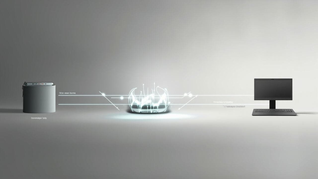 Workflow illustration showing stereo-ready content being reviewed as depth on a 3D display at a professional station.