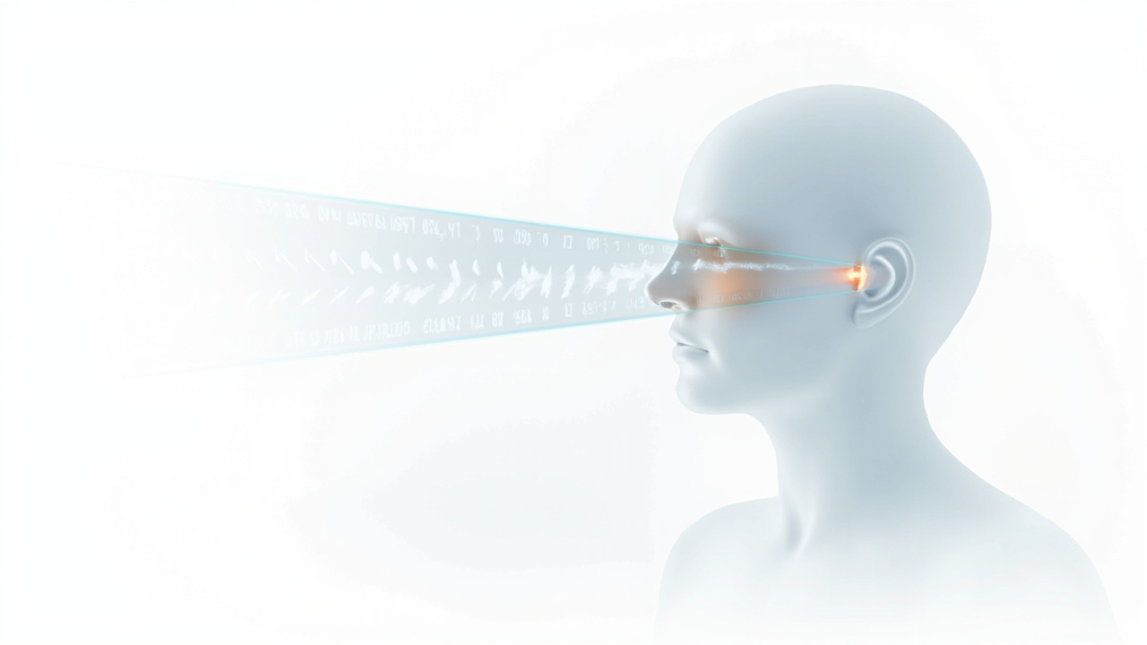 Diagram-style illustration showing separate left-eye and right-eye views being directed to a viewer's eyes through an autostereoscopic optical layer.